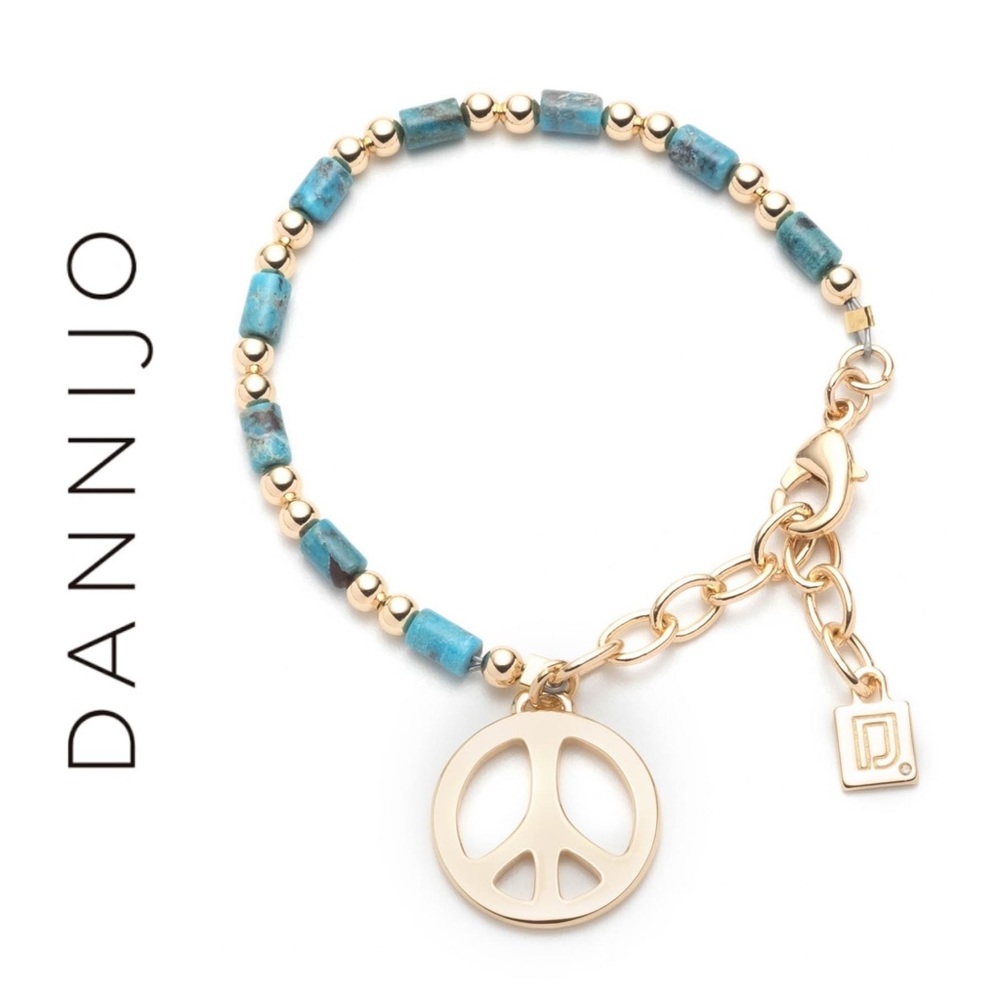 DANNIJO Augustine 10k Goldplated & Turquoise Peace Beaded Bracelet NWT